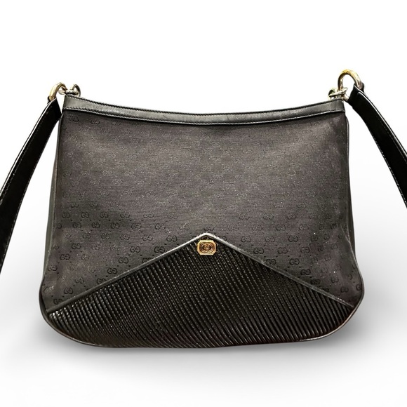 Gucci Handbags - Vintage Gucci Navy GG Canvas Crescent Shoulder Bag